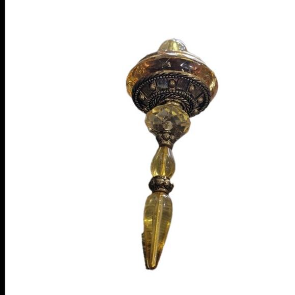 Vintage‎ Finial Chandelier Christmas Ornaments Lot of 4 MCM Amber Gold - Picture 3 of 10